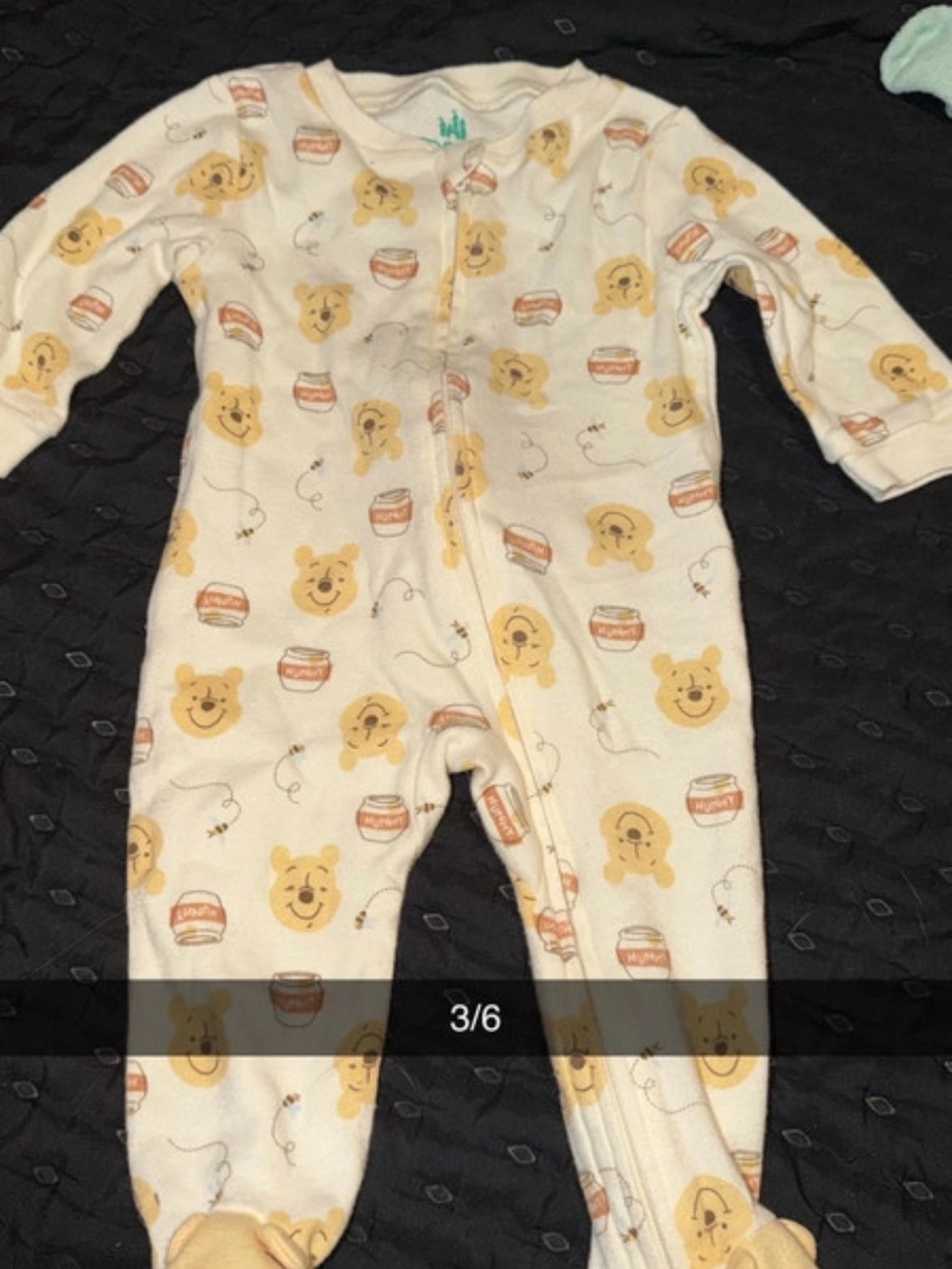 Carter's Cream One-Piece Pajamas with Yellow Bear & Honey Pot Print